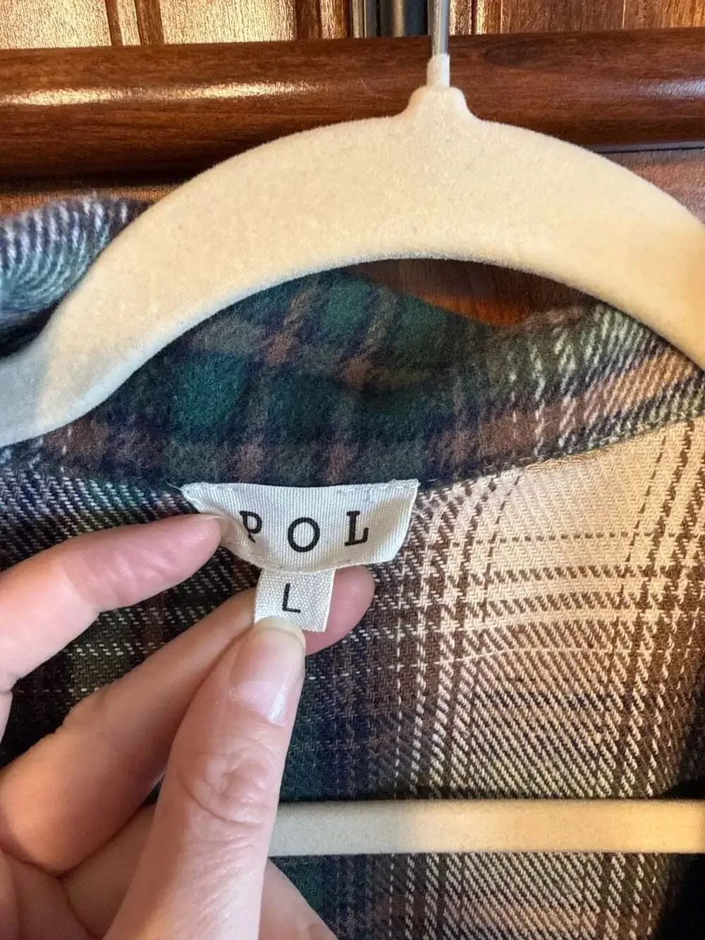 POL Plaid Patchwork Corduroy Accent Shacket Jacket
